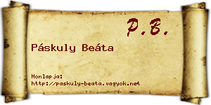 Páskuly Beáta névjegykártya